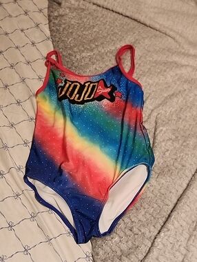 JoJo Siwa Rainbow Gradient Rhinestone Leotard - Pink Trim
